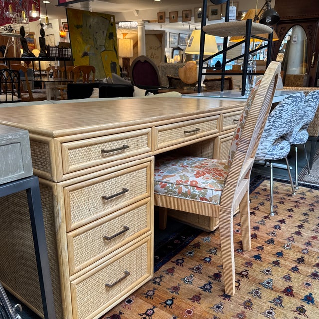 Bielecky Brothers Bielecky Brothers Rattan Desk With Filing Drawers For Sale - Image 4 of 14
