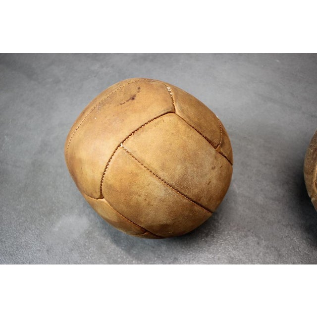 Vintage Czechoslovakian Brown Leather Medicine Ball, 1930s, Set of 3 For Sale - Image 4 of 7