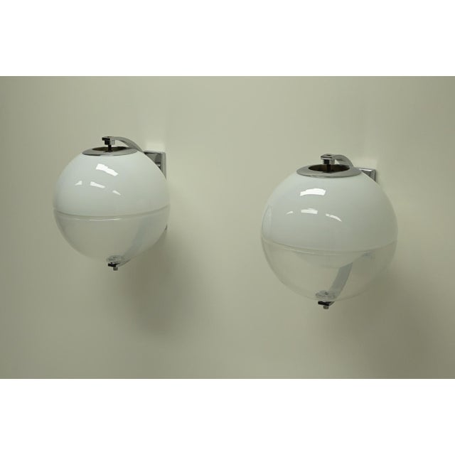 Metal Large Italian Globe Wall Lamps, 1960s, Set of 2 For Sale - Image 7 of 10