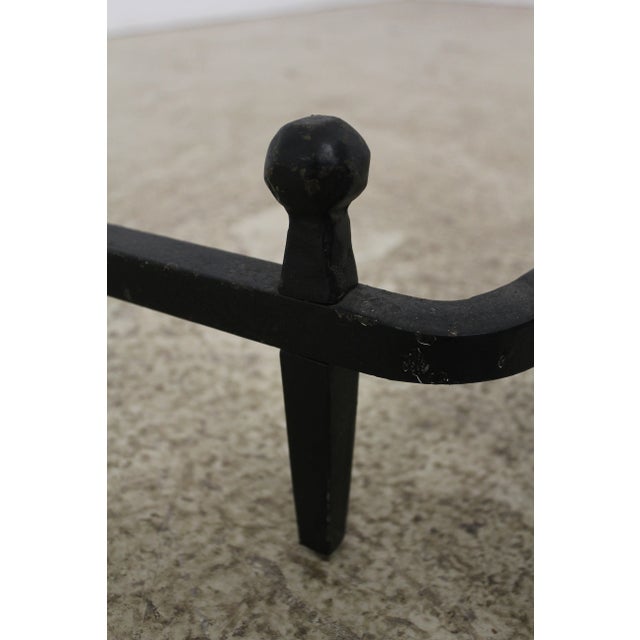 Outstanding Palatial Wrought Iron 3 Piece Fireplace Andiron Set For Sale - Image 11 of 13