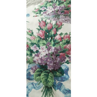 1987 Cyrus Clark "Yardley" Flowers on White Chontz Fabric - 9 3/4 Yards For Sale