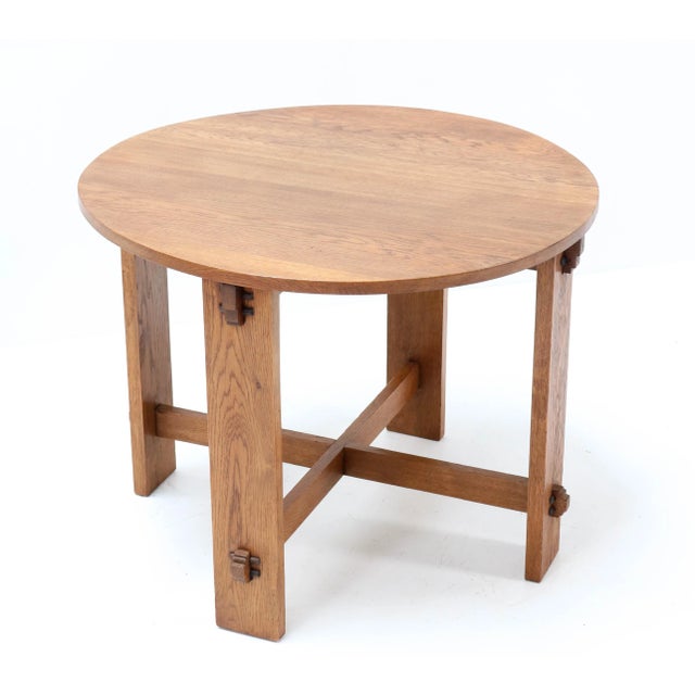 Oak Art Deco Coffee Table by J.C. Le Cointre Den Haag, 1920 For Sale - Image 3 of 12