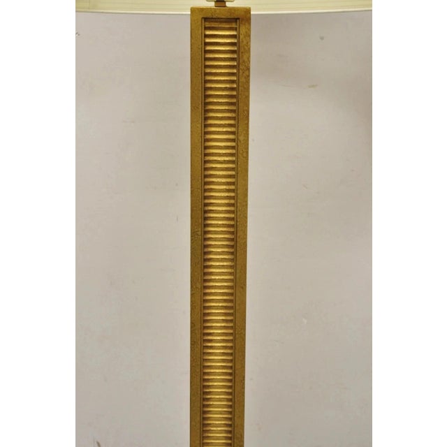 Decorator Fine Art Lamps Gold Gilt Metal Skyscraper Modern Floor Lamps - A Pair For Sale - Image 12 of 12