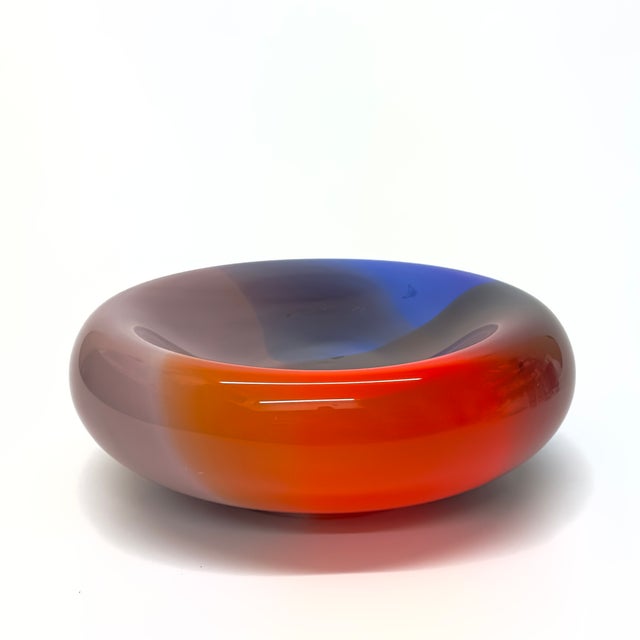 Colorful Mid-Century Modern Double-Walled Glass Bowl Attributed to Flavio Poli for Murano For Sale - Image 9 of 13