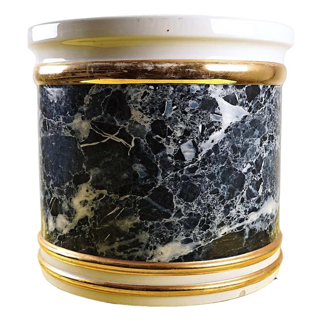 Large Marble and Gold-Effect Enamel Vase, 1970s For Sale