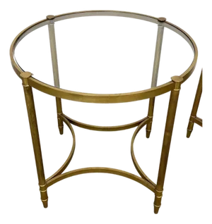 Pair of Neoclassical Style Gilt Metal and Glass Side Tables