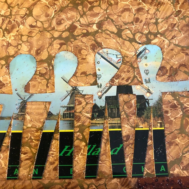 Original collage done with vintage postcards & book cover 5.5 x 8.5 unframed