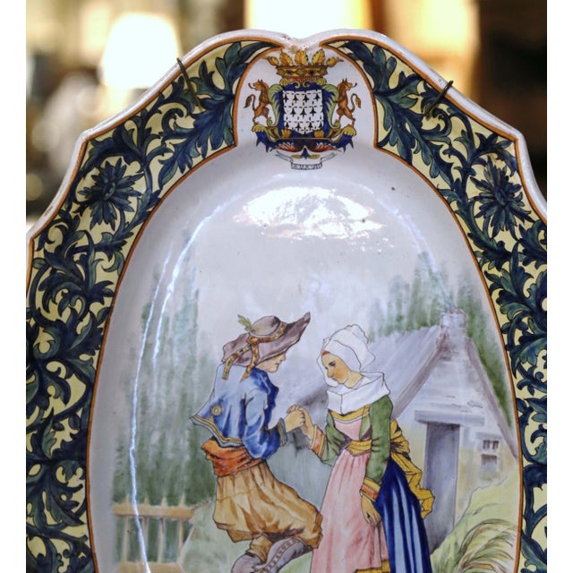 Pair 19th Century French Painted Faience Porquier Beau Quimper Wall Platters For Sale In Dallas - Image 6 of 17