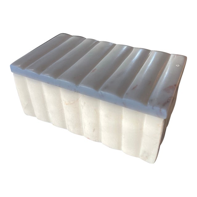 Vintage White Marble Decorative Box For Sale