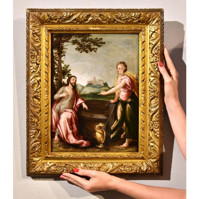 After Ludovico Pozzoserrato, Christ the Samaritan, 1600, Oil on Board For Sale - Image 12 of 14