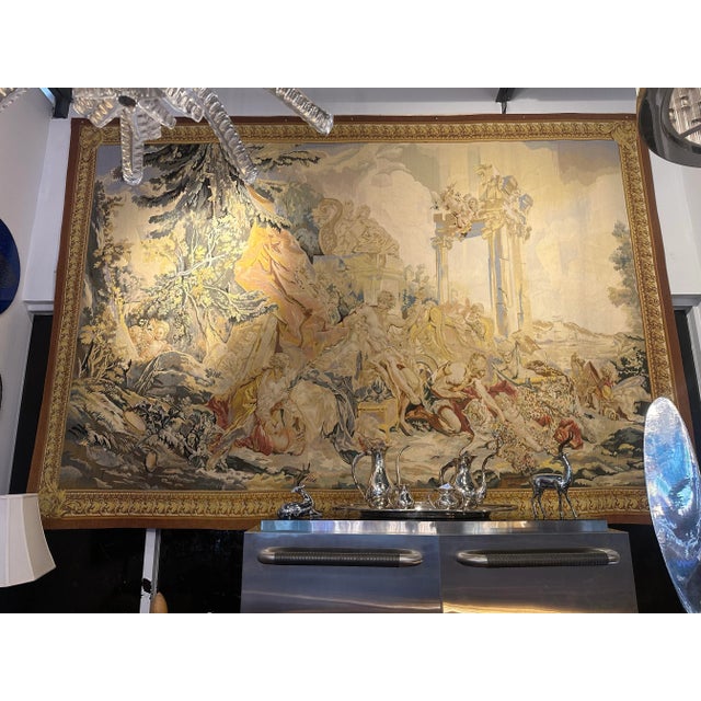 Large Belgium Tapestry Representing Alexander the Great in the gardens of Babylon after having captured the city. In an...