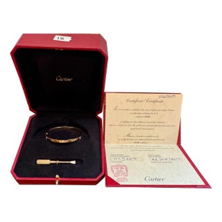 Authentic Cartier Love 6 Diamonds 18 Kt Rose Gold , Size 15 , Box + Certificate For Sale