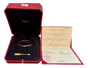 Authentic Cartier Love 6 Diamonds 18 Kt Rose Gold , Size 15 , Box + Certificate