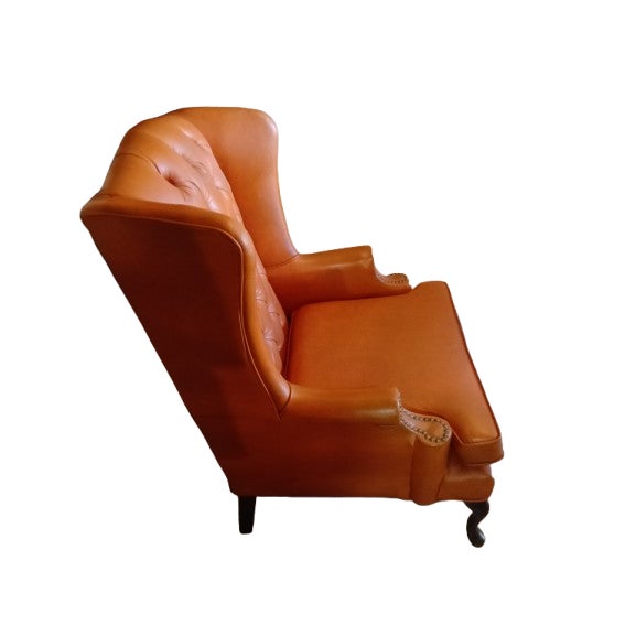 Mid-Century Modern 1960s Smith Gaines Genuine Nailhead Leather Wingback Chair For Sale - Image 3 of 6