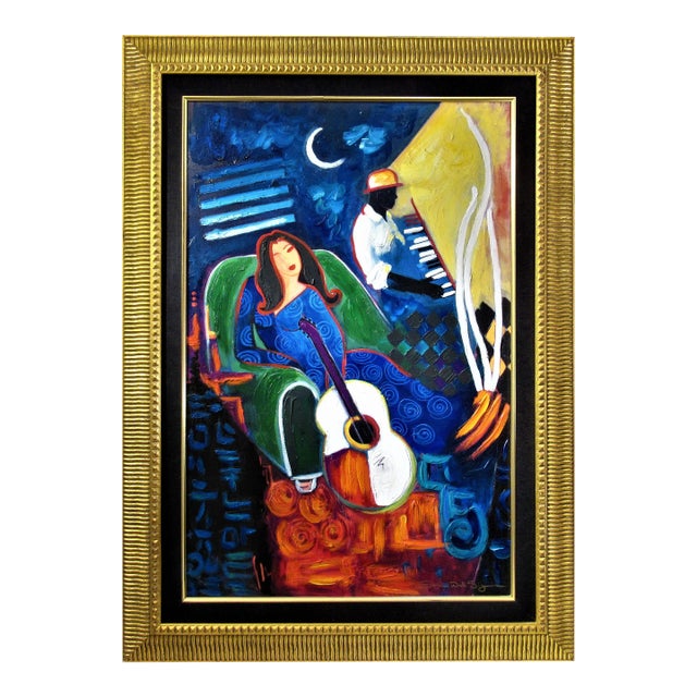 Sonia Del Signore, Woman with Guitar and Pianist, c.1990 For Sale