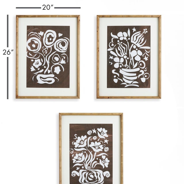 Made of whimsical cut out designs from the original artwork of Susan Nastasic, this playful set of three floral motifs are...
