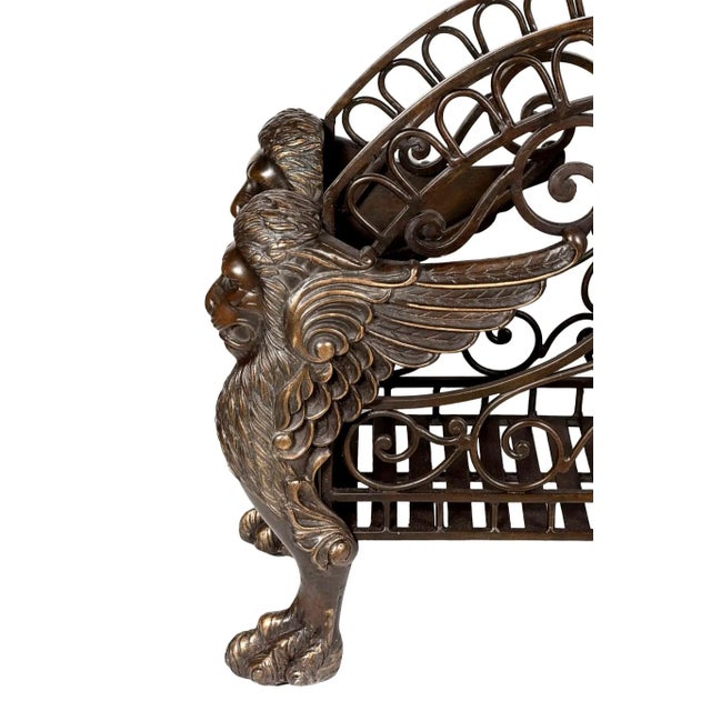 Vintage French Empire Style Bronze Winged Lion Firewood Holder/Basket This is a large, solid bronze French Empire style...
