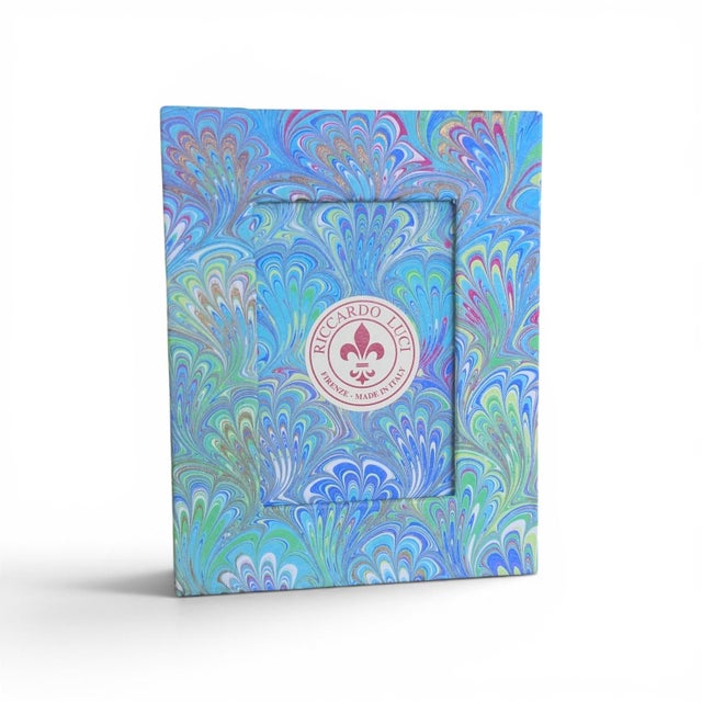 Italian Marbled Paper Firenze Tabletop Picture Frame For Sale - Image 4 of 11