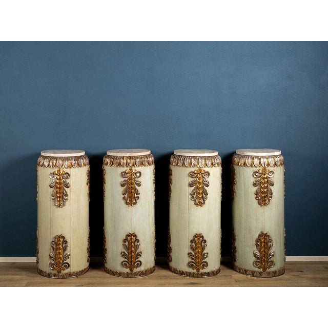 Mecca Style Lacquered and Gilded Wooden Columns, Late 18th Century, Set of 8 For Sale - Image 4 of 9
