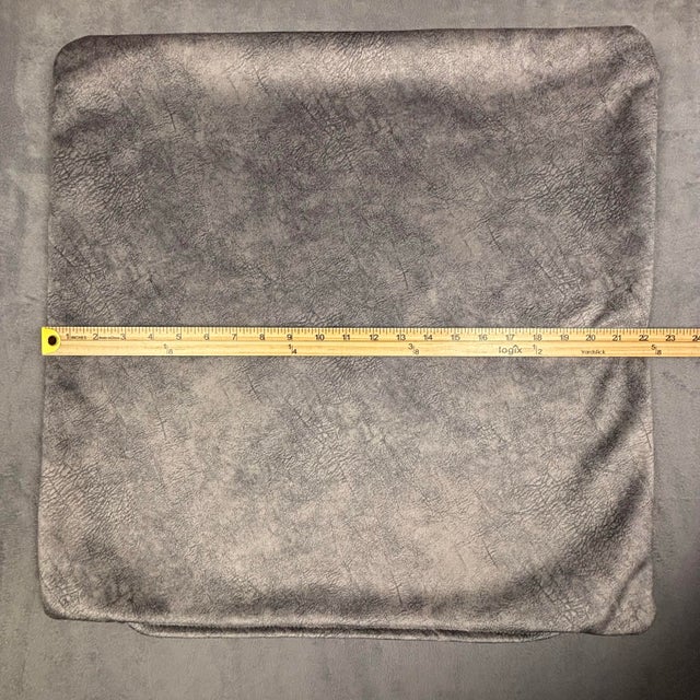 Handmade Distressed Gray Textured Velvet Square Throw Pillow Cover 21x21 Usa For Sale In Atlanta - Image 6 of 6