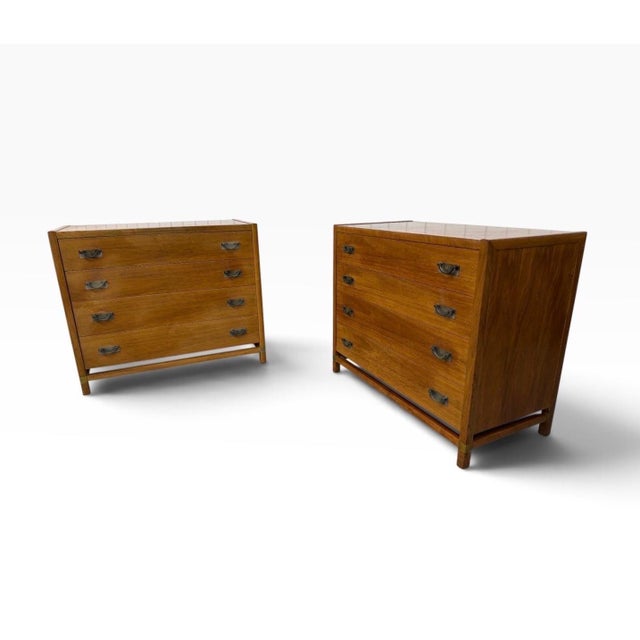 Mid-Century Modern Mid-Century Modern Hickory Walnut Bachelor Chests - Set of 2 For Sale - Image 3 of 8