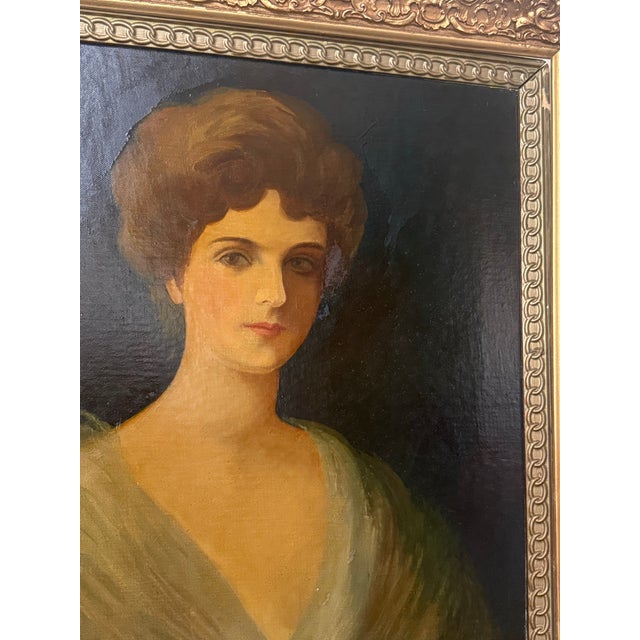 Gilded Age Portrait of Mrs. Potter Palmer, Signed William H. McEntee Oil Painting in Antique Gilt Frame For Sale - Image 11 of 12