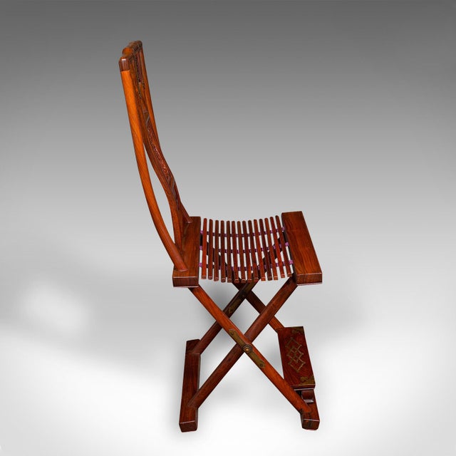 Art Deco Vintage Folding Veranda Chair, Oriental, Teak Campaign Seat, Art Deco, c.1930 For Sale - Image 3 of 12