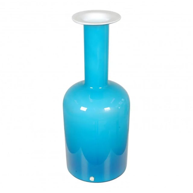Otto Brauer/Holmegaard blue glass vase. H: 43 x D: 16.