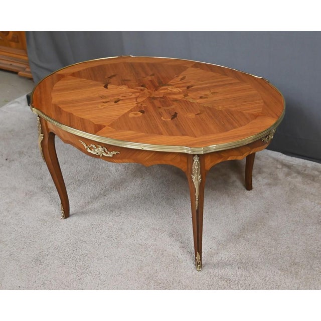 Louis XV Style Marquetry Coffee Table For Sale - Image 3 of 16