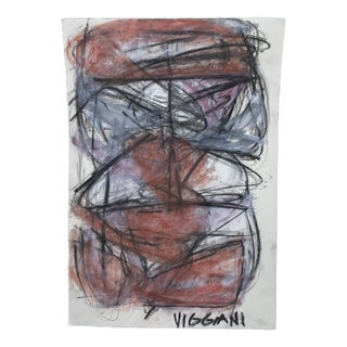 Late 20th Century Charcoal Abstract Drawing Signed Viggiani For Sale