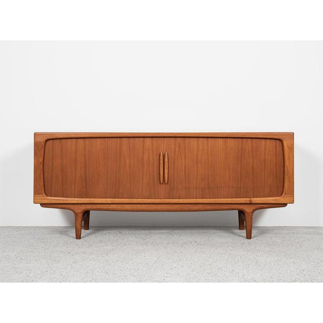 Midcentury Danish Sideboard in Teak attributed to Johannes Andersen for Silkeborg - with Rolling Doors For Sale - Image 10 of 10