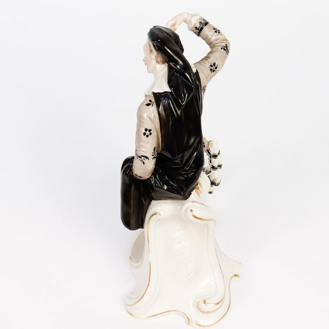 Ceramic Nymphenburg Porcelain Commedia Dell'Arte Figure of Scaramuz For Sale - Image 7 of 12