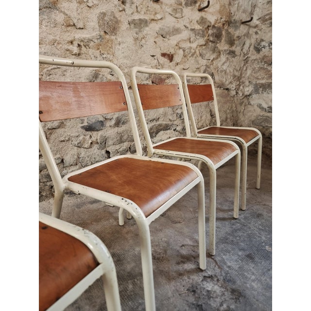 Vintage French Stackable School Chairs in Beech Plywood, 1970s, Set of 9 For Sale - Image 6 of 17