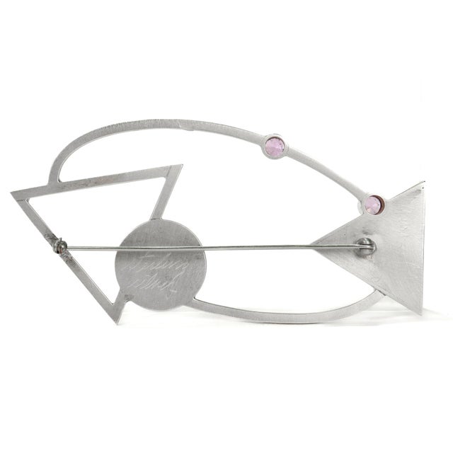 Metal Mardi Jo Cohen 1980's Modernist Sterling Silver & Gemstone Brooch or Pin For Sale - Image 7 of 12