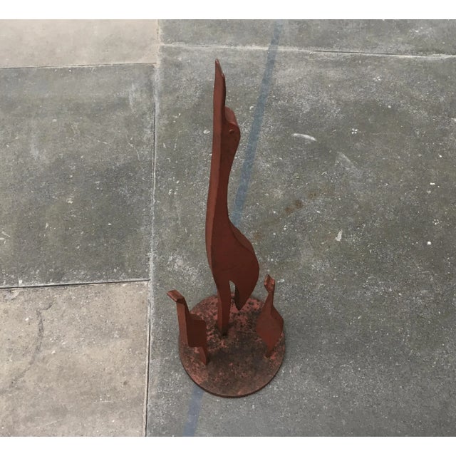 Mid-Century Metal Crane Bird Sculpture For Sale - Image 11 of 18