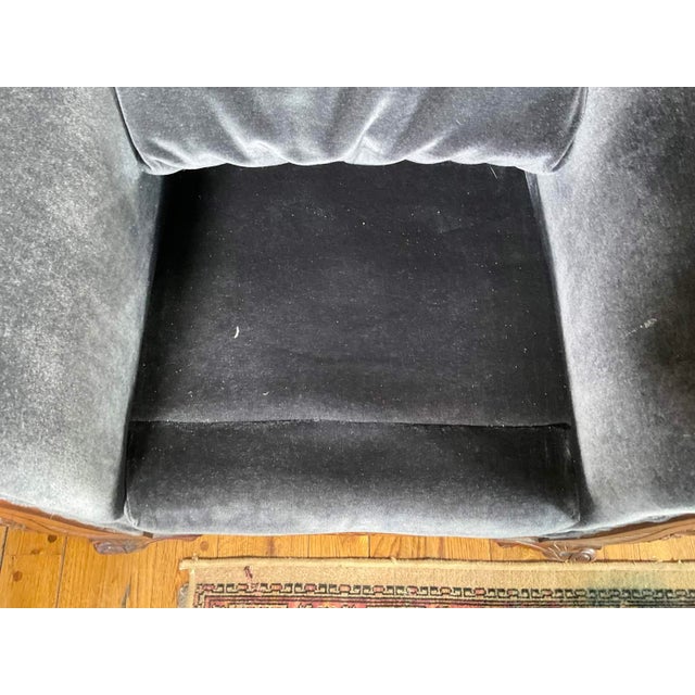 Late 19th Century Stunning Blue Velvet Empire Revival Accent Chairs (Pair) For Sale - Image 16 of 18