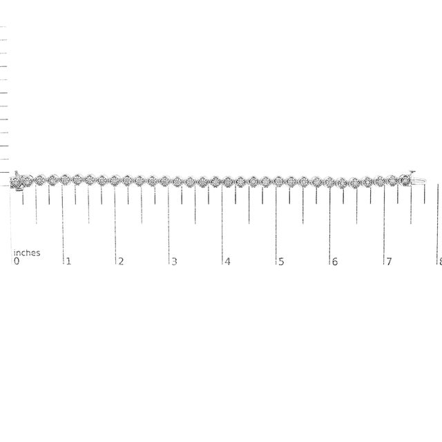 Metal .925 Sterling Silver 1.0 Cttw Diamond Miracle-Plate Open Quatrefoil Flower Circle-Link 7" Tennis Bracelet (I-J color, I3 clarity) For Sale - Image 7 of 9