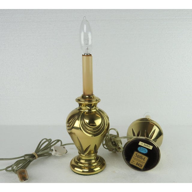 Vintage Stiffel Solid Brass Mini Candlestick Bedside Lamps Model 8409