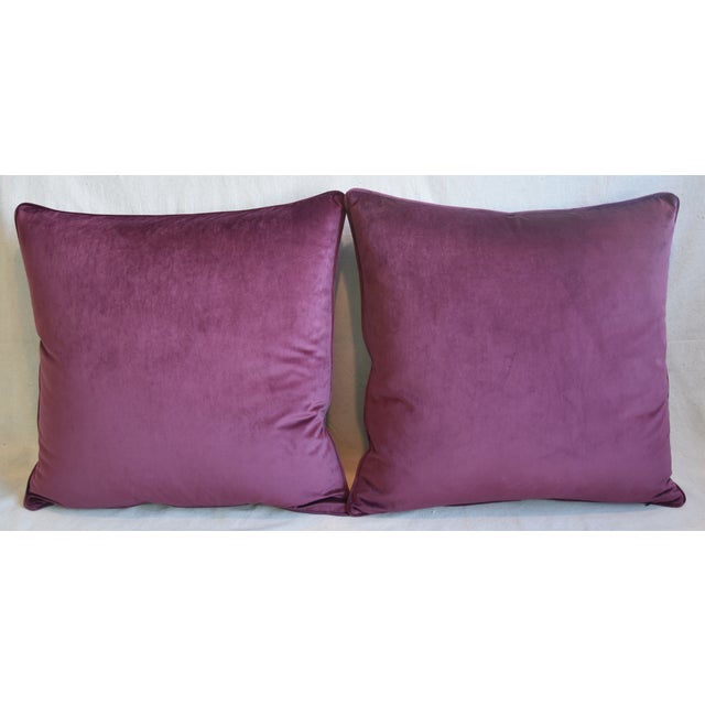 Aubergine Violet Velvet Feather Down Pillows 24 Square Pair