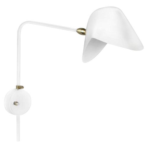 Metal Mid-Century Modern White Anthony Wall Lamp with Round Fixation Box from Serge Mouille For Sale - Image 7 of 7