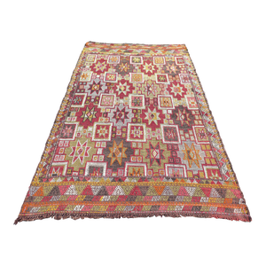 Mid 20th Century Turkish Wool Jejim Kilim Area Rug