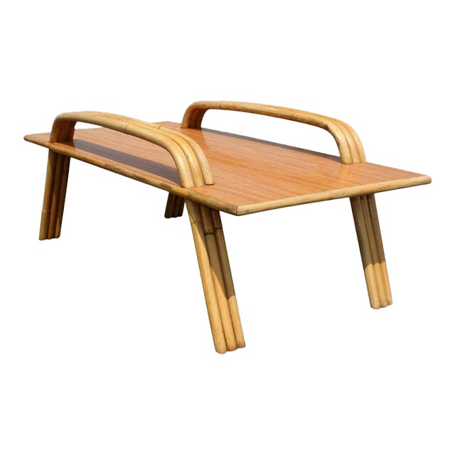 Paul Frankl Style Tropitan Bamboo Coffee Table For Sale