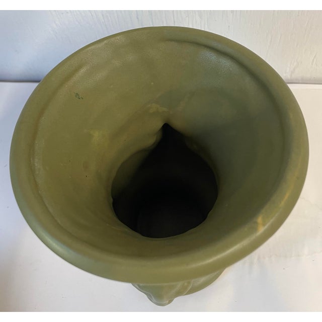 Green Vintage McCoy Floraline Green Neoclassical Design Vase For Sale - Image 8 of 9