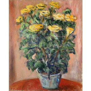 Pino Romanò, Yellow Roses, 2000s, Oil Painting on Canvas For Sale