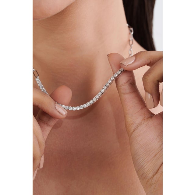Not Yet Made - Made To Order 14k Gold 4.44 Carats Diamond Tennis Paperclip Chain Necklace by VRJewels For Sale - Image 5 of 17