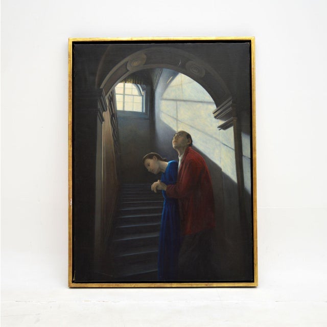 A beautiful original oil painting by well known artist Genevieve Dael (French, born 1947). This is extremely well...