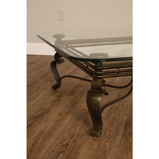 Neoclassical Style Iron And Glass Coffee Table For Sale - Image 4 of 18