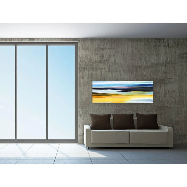 Blue Water Meets Air II - Serene Seascape Contemporary Original Abstract Oil Painting Blue Yellow Green Ocean Landscape Art by Bettina Mauel For Sale - Image 8 of 9