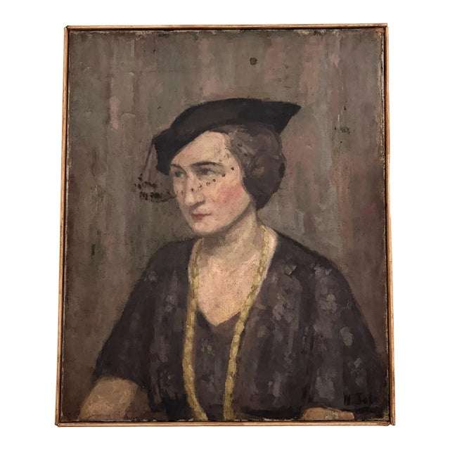 1930s Portrait of a Woman. Oil on Canvas. Signed For Sale