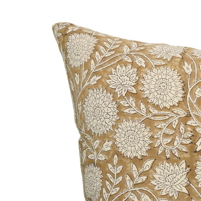 Not Yet Made - Made To Order Rajat Floral Design Farmhouse Cushion Cover in Brown Duck Canvas 26x26 Inch For Sale - Image 5 of 5